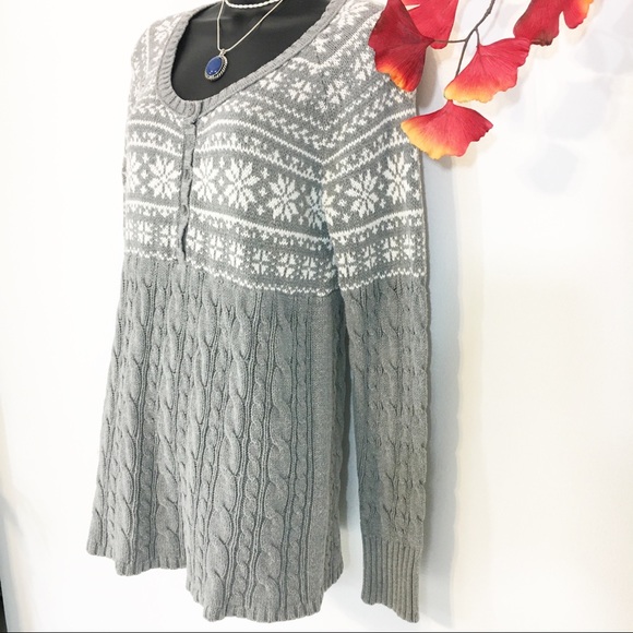 Sonoma Sweaters - 🍁Sonoma Gray and White Cable Knit Sweater in Sz L